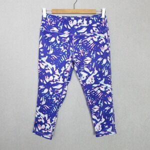 Pro Player Women's Capri Leggings Purple White Abstract Print Wicking Size Small
